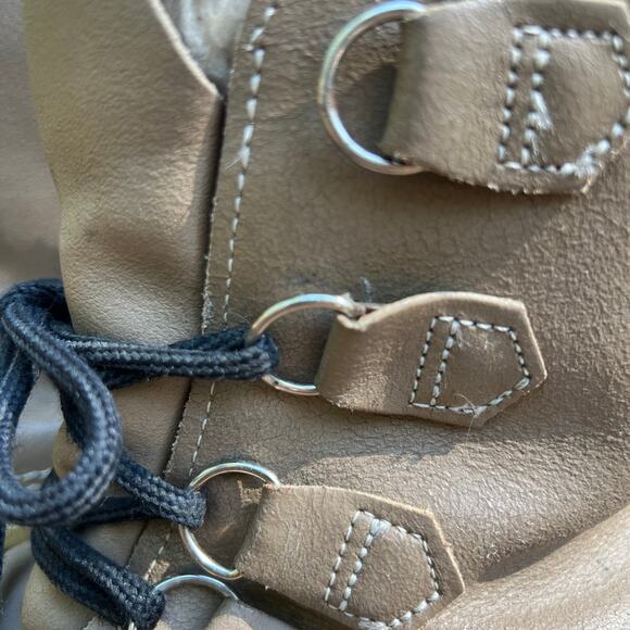 Vintage Sorel Manitou Duck Boots 7 Tan Black Wool Lined Canada Winter Snow Boots - Picture 9 of 16